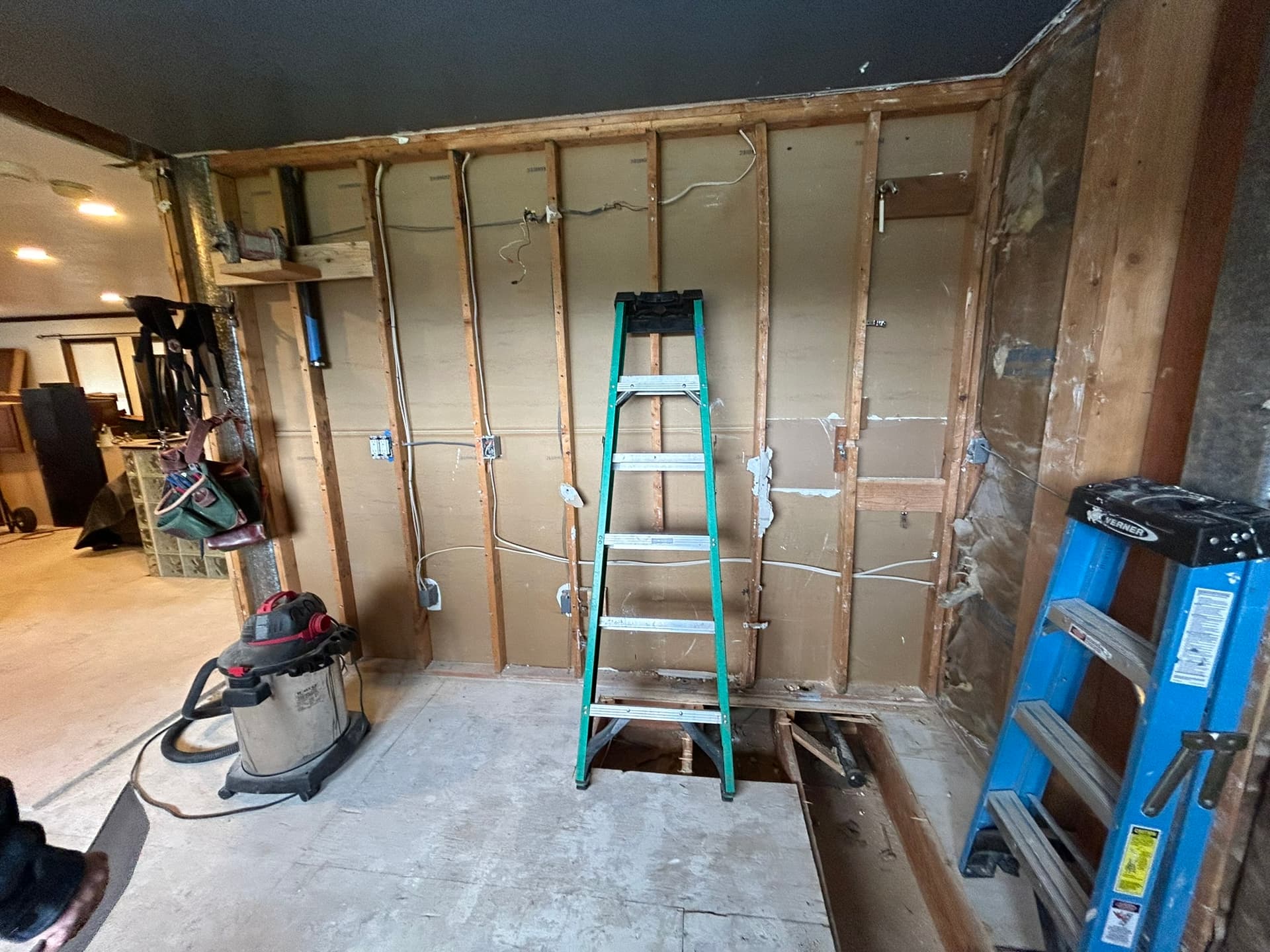 Electrical rough-in wiring during a home remodel in Tacoma